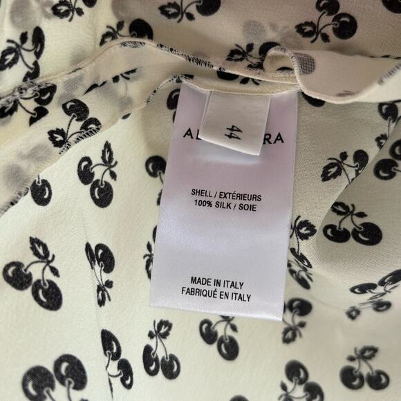 NWT Altuzarra Eldorado Top Size 44 Cream Black Cherry Printed Silk Ruffle Blouse - Picture 5 of 7
